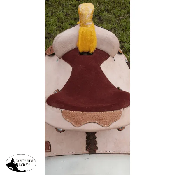 13" Pony / Youth Rough Out Leather Saddle with Tooled leather accents  Full Quarter Horse (Pre-Orders)