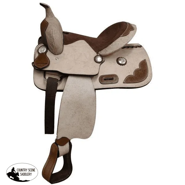 13" Pony / Youth Rough Out Leather Saddle with Tooled leather accents  Full Quarter Horse (Pre-Orders)