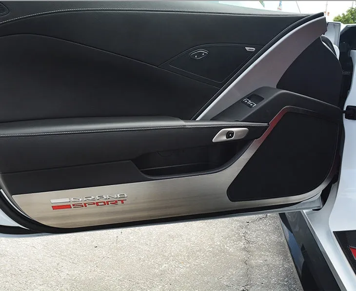 2014-2019 Grand Sport Corvette - Door Guards with GRAND SPORT Lettering 2Pc - Stainless Steel