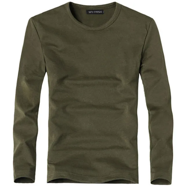 2018 Lycra cotton men 's t shirt long sleeve v neck men v-neck long sleeve T-shirt