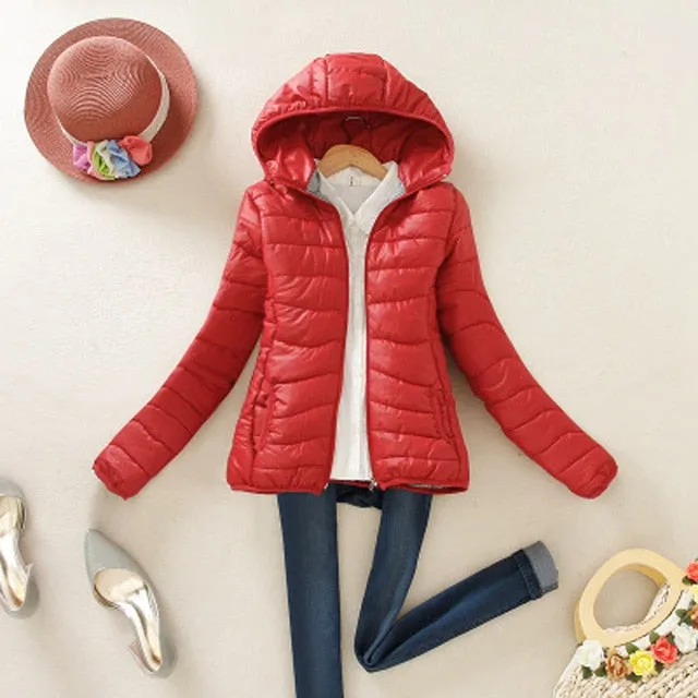 2018 new winter jacket women autumn hooded Coat Female Spring Jacket Women Padded cotton Parkas Casual Thin light Basic Jackets