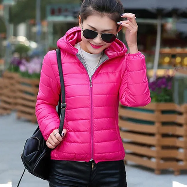 2018 new winter jacket women autumn hooded Coat Female Spring Jacket Women Padded cotton Parkas Casual Thin light Basic Jackets