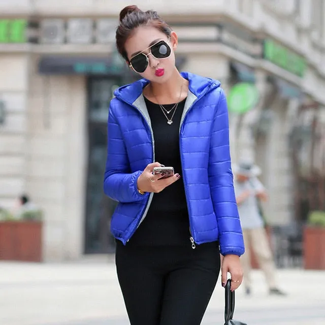 2018 new winter jacket women autumn hooded Coat Female Spring Jacket Women Padded cotton Parkas Casual Thin light Basic Jackets