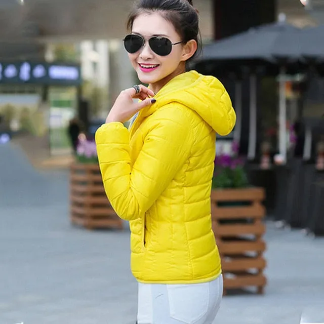 2018 new winter jacket women autumn hooded Coat Female Spring Jacket Women Padded cotton Parkas Casual Thin light Basic Jackets