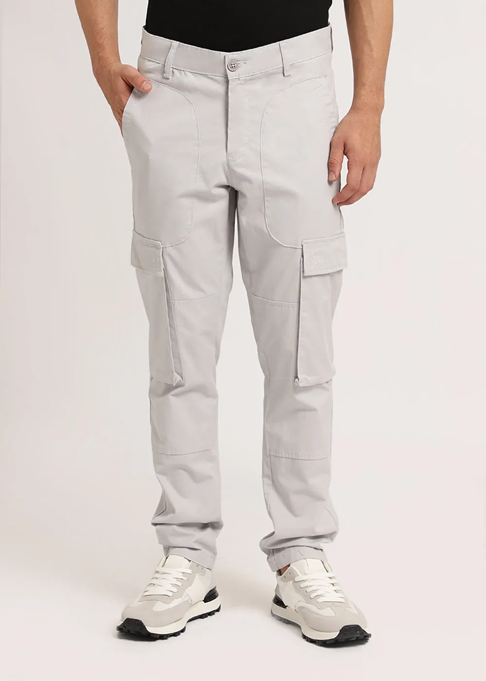 Sure! Heres an optimized title with modifiers for the e-commerce product:

Mens Modern Fit Ashen Grey Cargo Pants with Multiple Pockets
