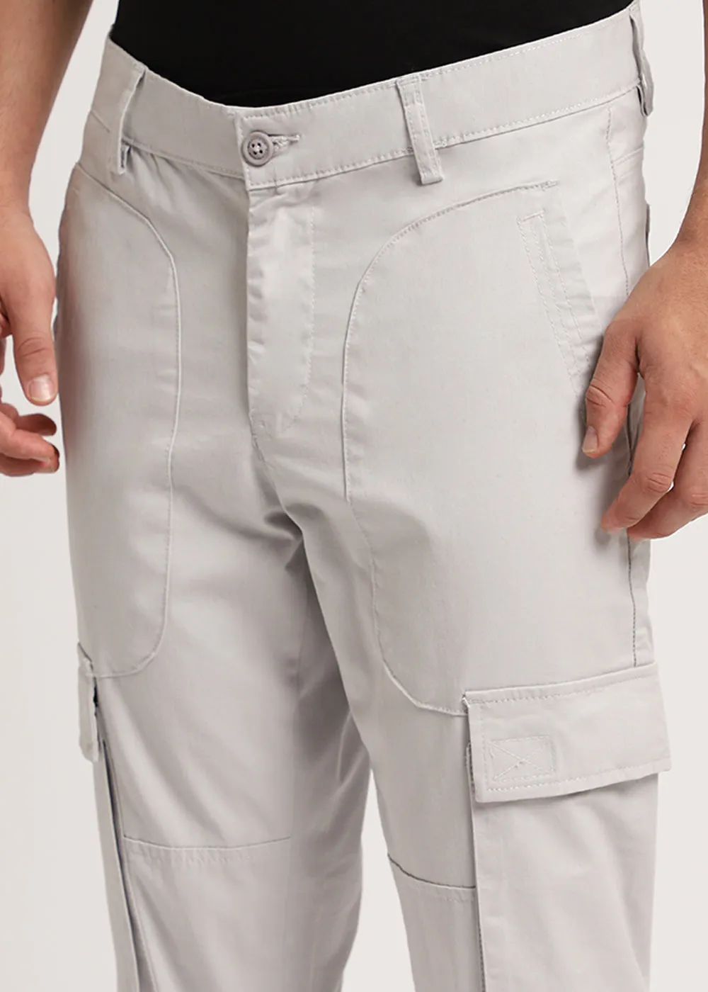 Sure! Heres an optimized title with modifiers for the e-commerce product:

Mens Modern Fit Ashen Grey Cargo Pants with Multiple Pockets