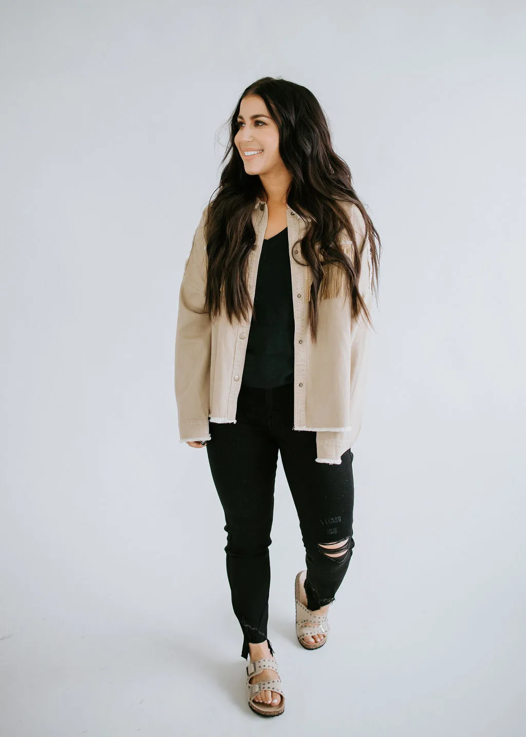 Aurora Studded Fringe Oversized Shacket