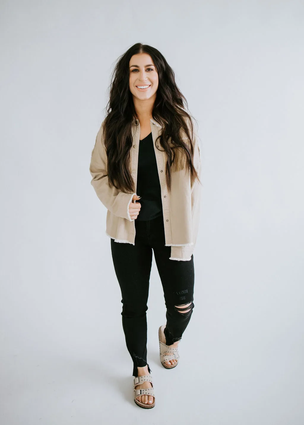 Aurora Studded Fringe Oversized Shacket