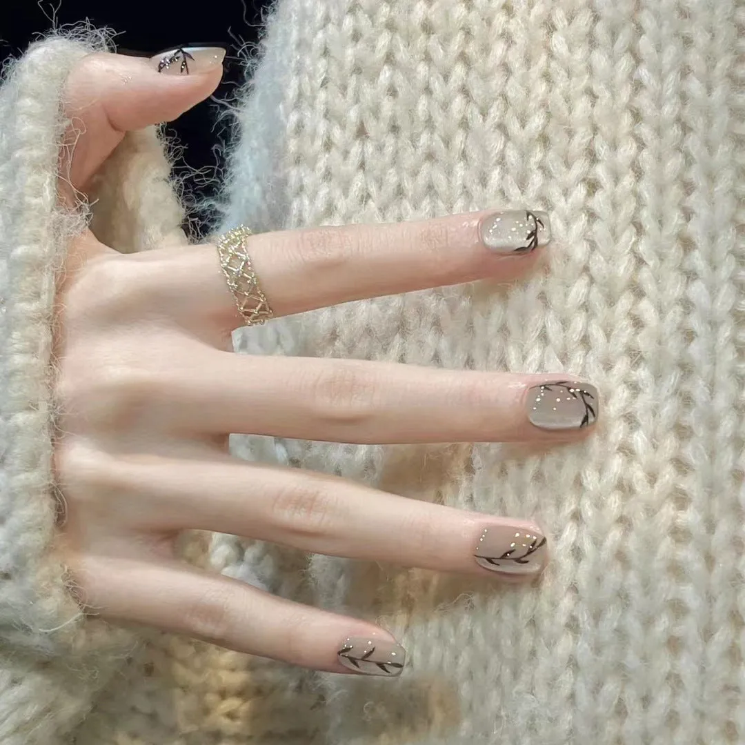 Bamboo Leaf Cat's Eye Wear Nail Fake Nail Chip Short Style