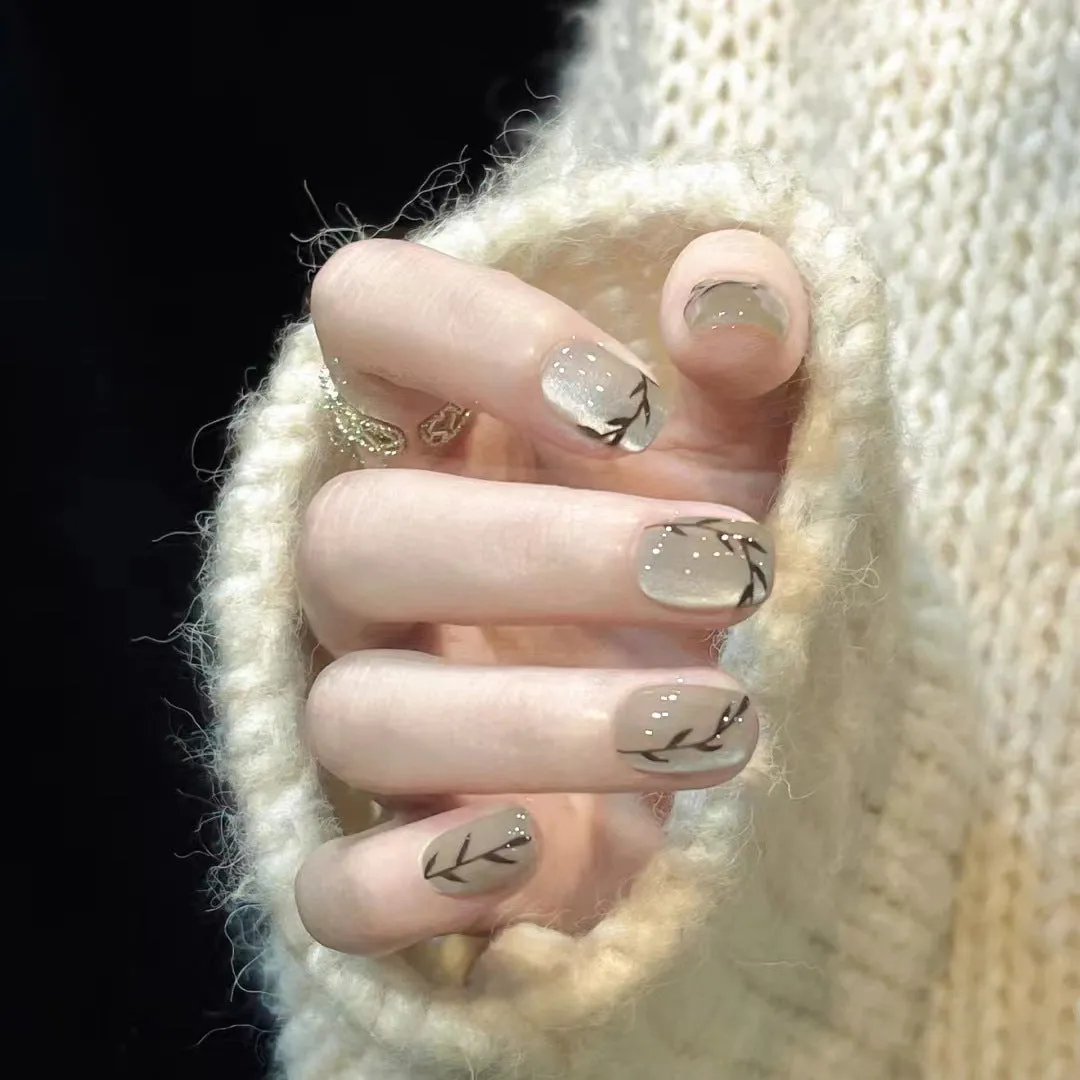 Bamboo Leaf Cat's Eye Wear Nail Fake Nail Chip Short Style