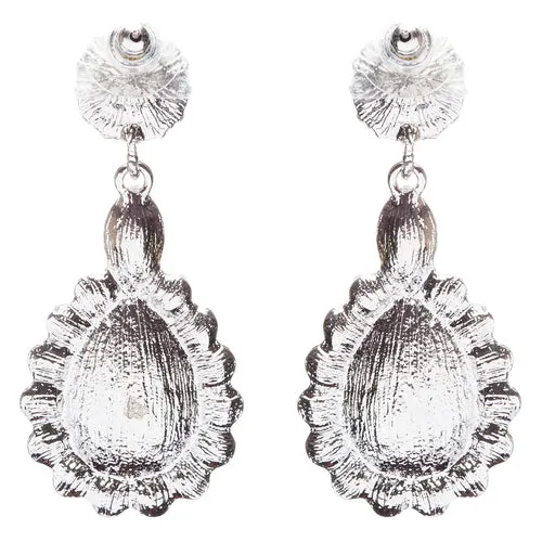Beautiful Glamorous Bridal Crystal Rhinestone Teardrop Dangle Earrings Silver
