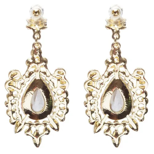 Beautiful Stunning Glamorous Crystal Rhinestone Teardrop Dangle Earrings Red