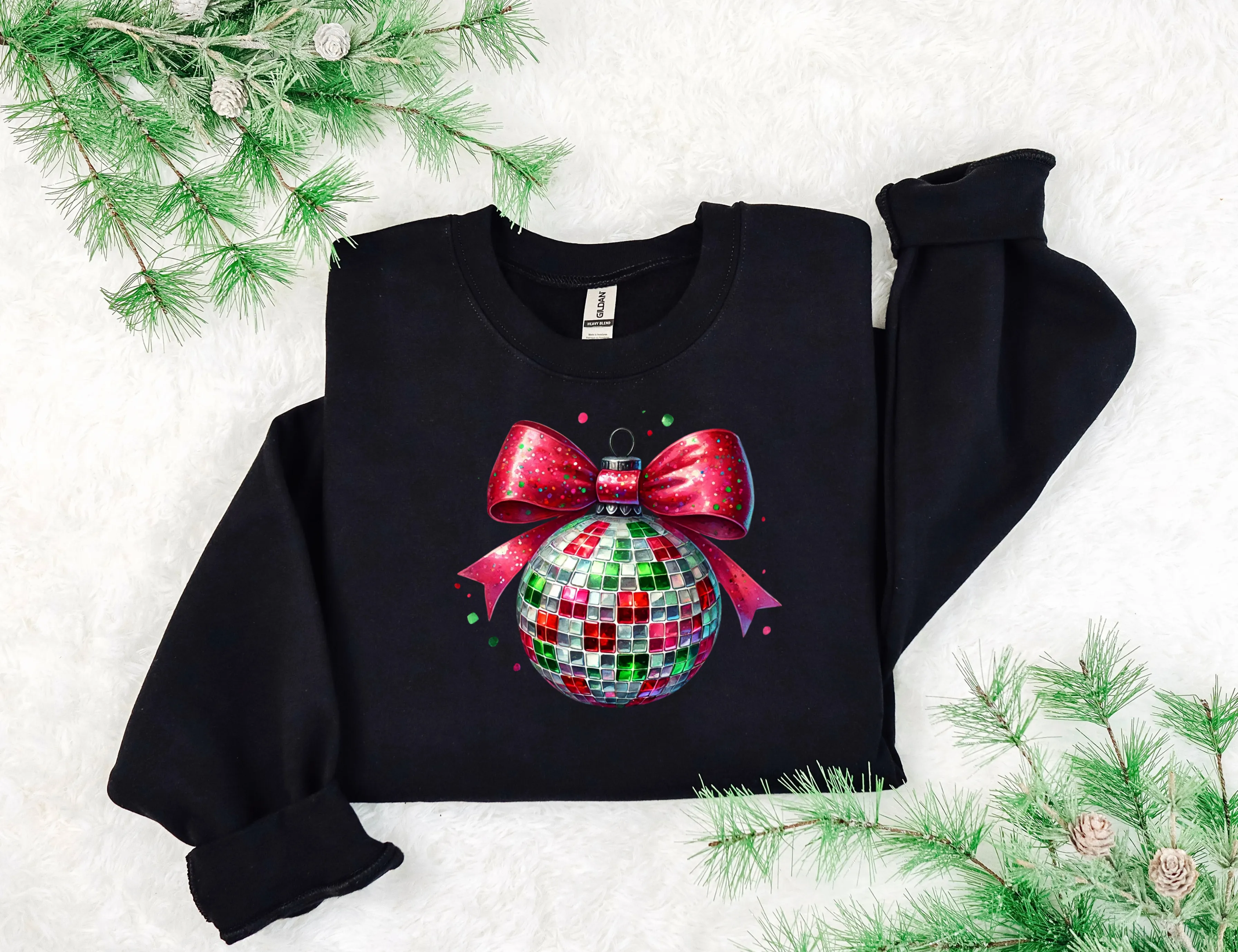 Coquette Christmas Disco Ball Sweatshirt