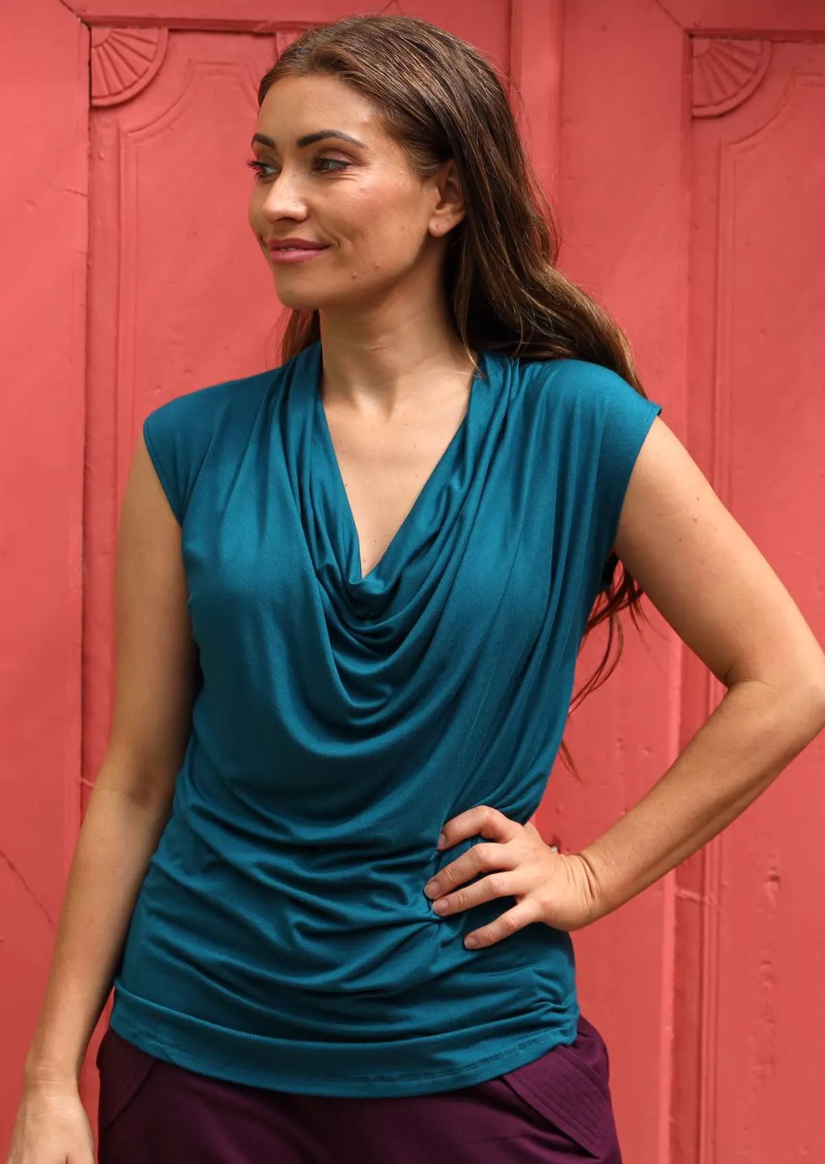 Cowl Neck Top Teal
