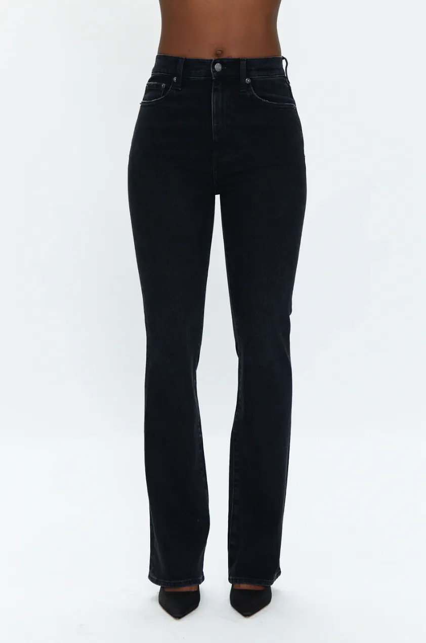 Dana Pistola High Rise Boot Cut Flare Black Denim Jeans
