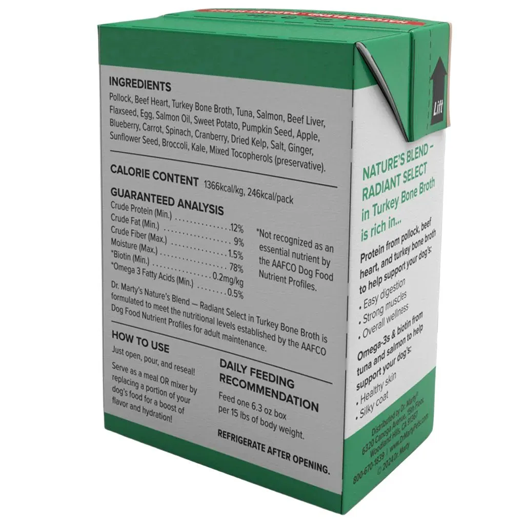 Dr. Marty Nature's Blend Radiant Select in Turkey Bone Broth Wet Dog Food, 6.3-oz, case of 12