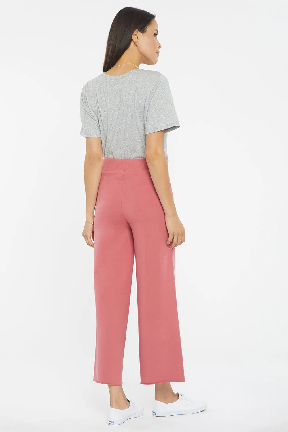 Drawstring Wide Leg Ankle Pants - Slate Rose