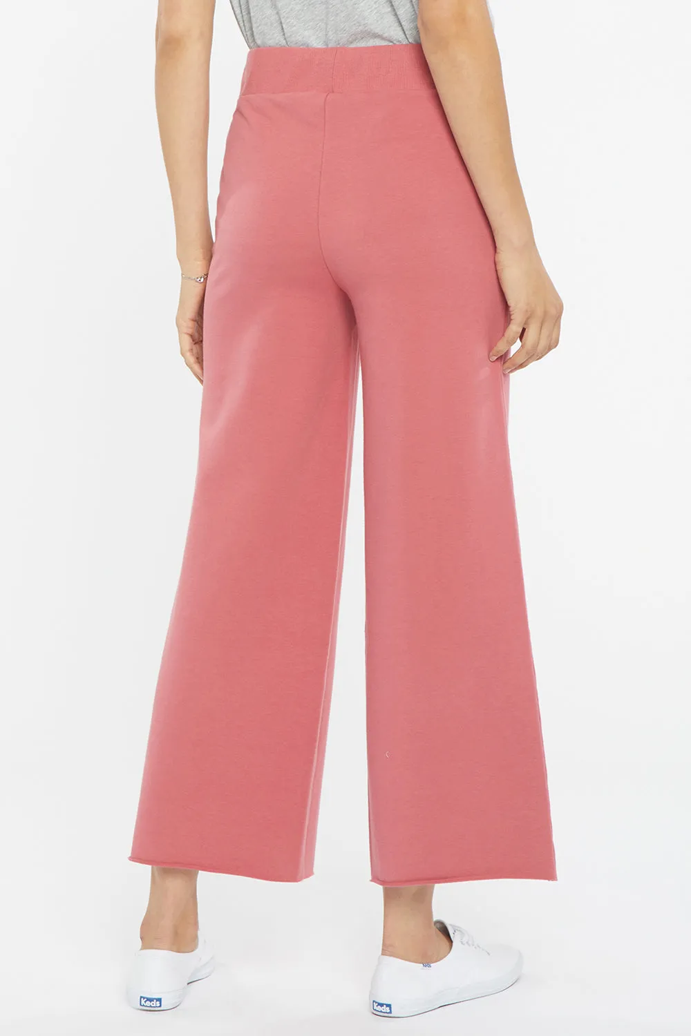 Drawstring Wide Leg Ankle Pants - Slate Rose