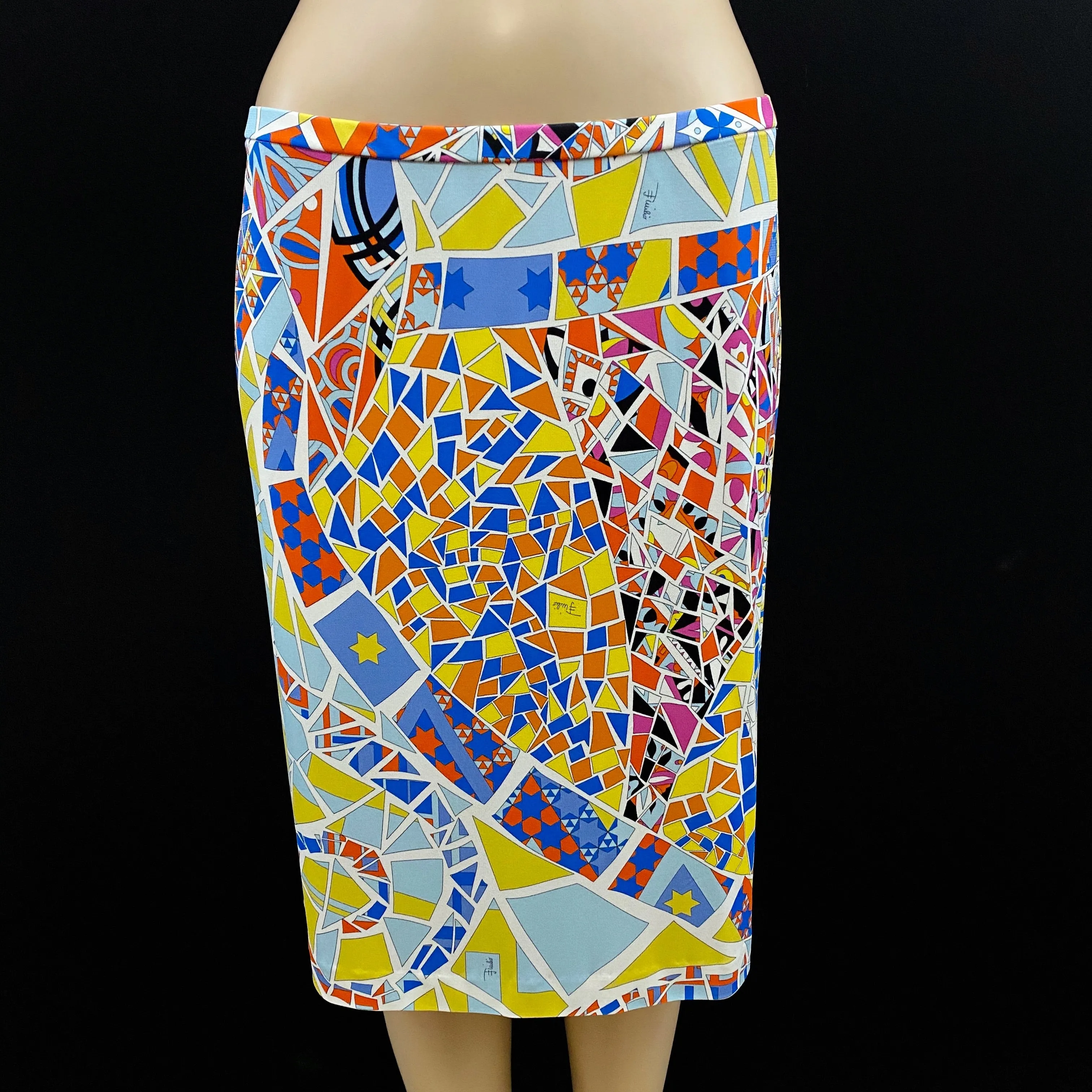 Emilio Pucci 2PC Star Print Silk Skirt 44|10 Long Sleeve Top 42|8