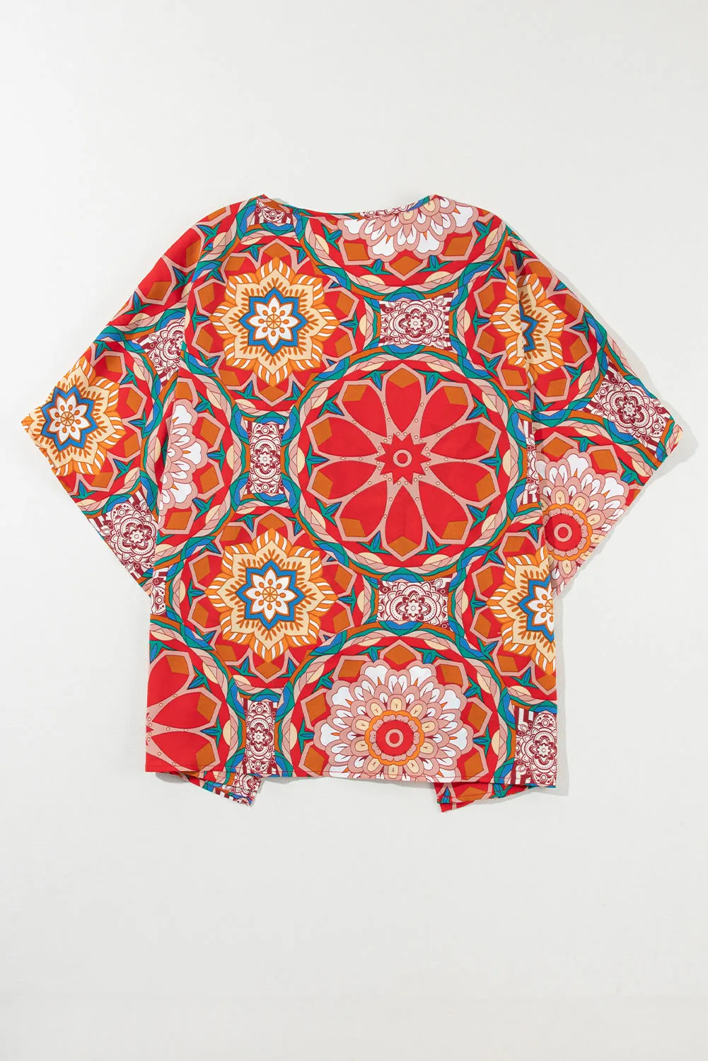 Floral Batwing Sleeve V Neck Blouse