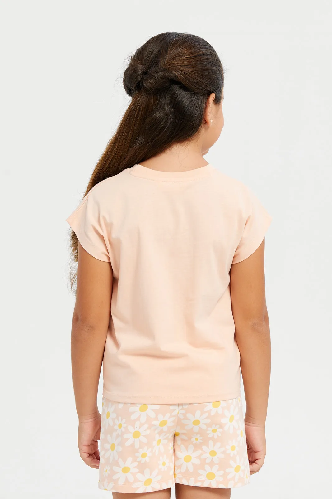 Girls Orange Good Vibes Print T-Shirt