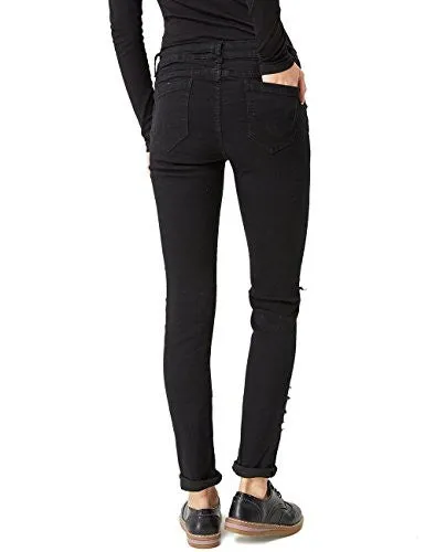 Glostory Women Skinny Ripped Jeans Distressed Five Pocket Stretch Denim PantsWNK-2105(S, Black 2105)
