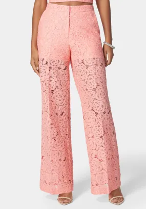 High Waist Wide Leg Lace Pant