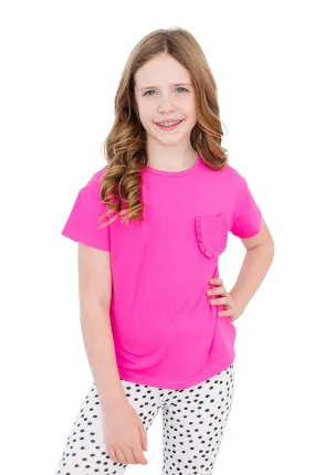Hot Pink Ruffle Pocket Tee