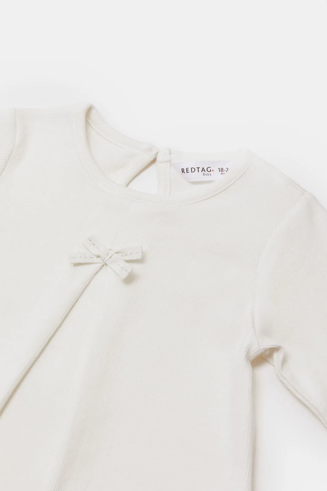 Infant Girls Ivory Ribbed Casual Set (2 Piece