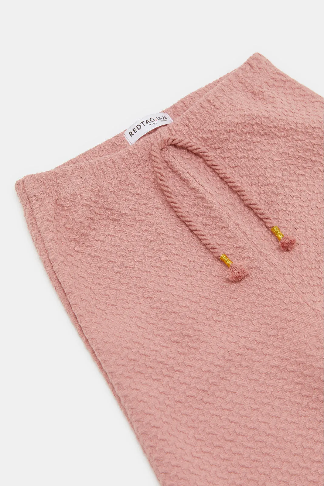Infant Girls Pink Textured Casual Set (2 Piece)