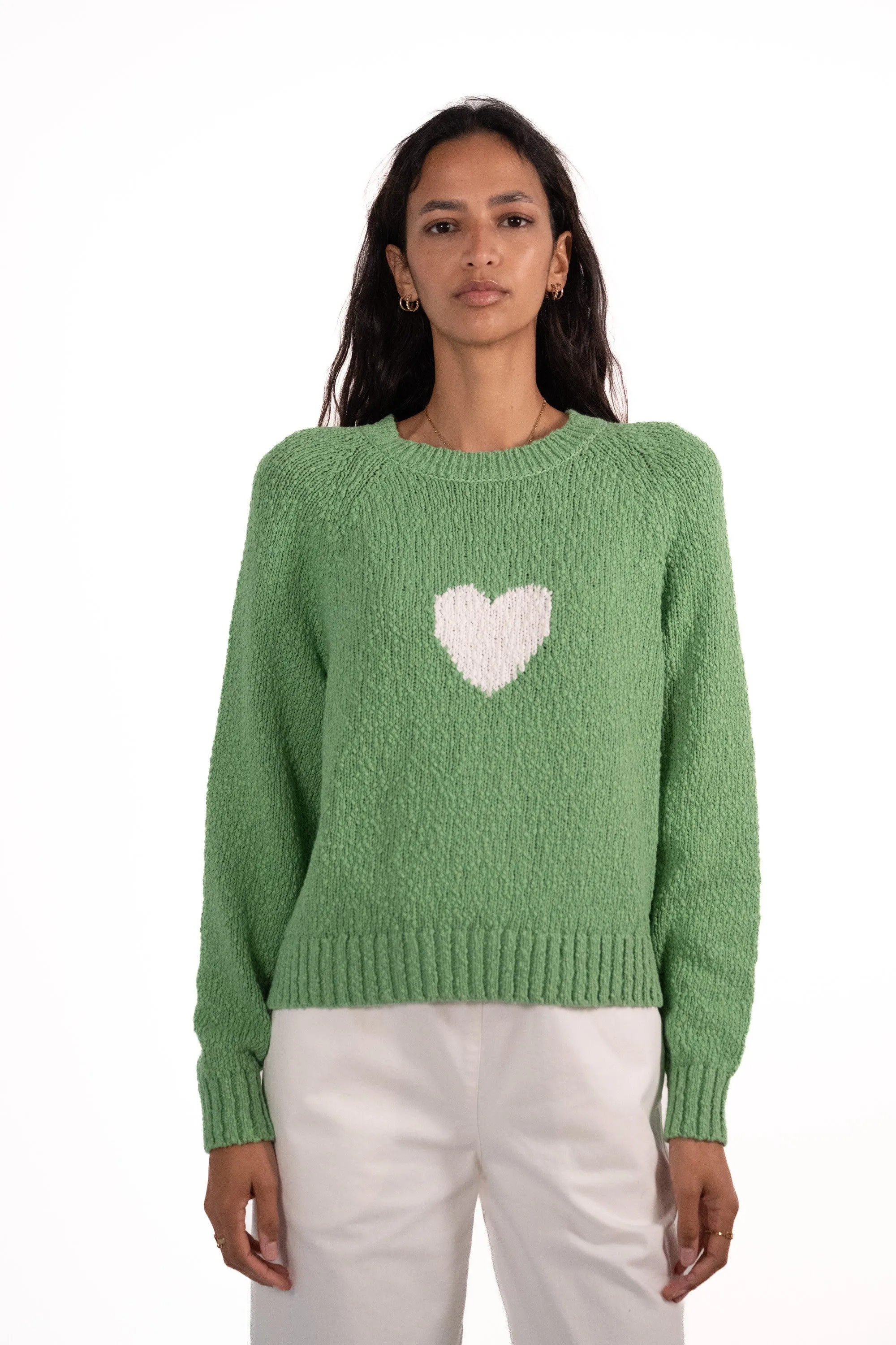 JEFF Green Jumper With A White Heart