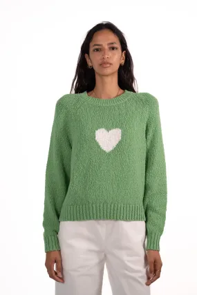 JEFF Green Jumper With A White Heart
