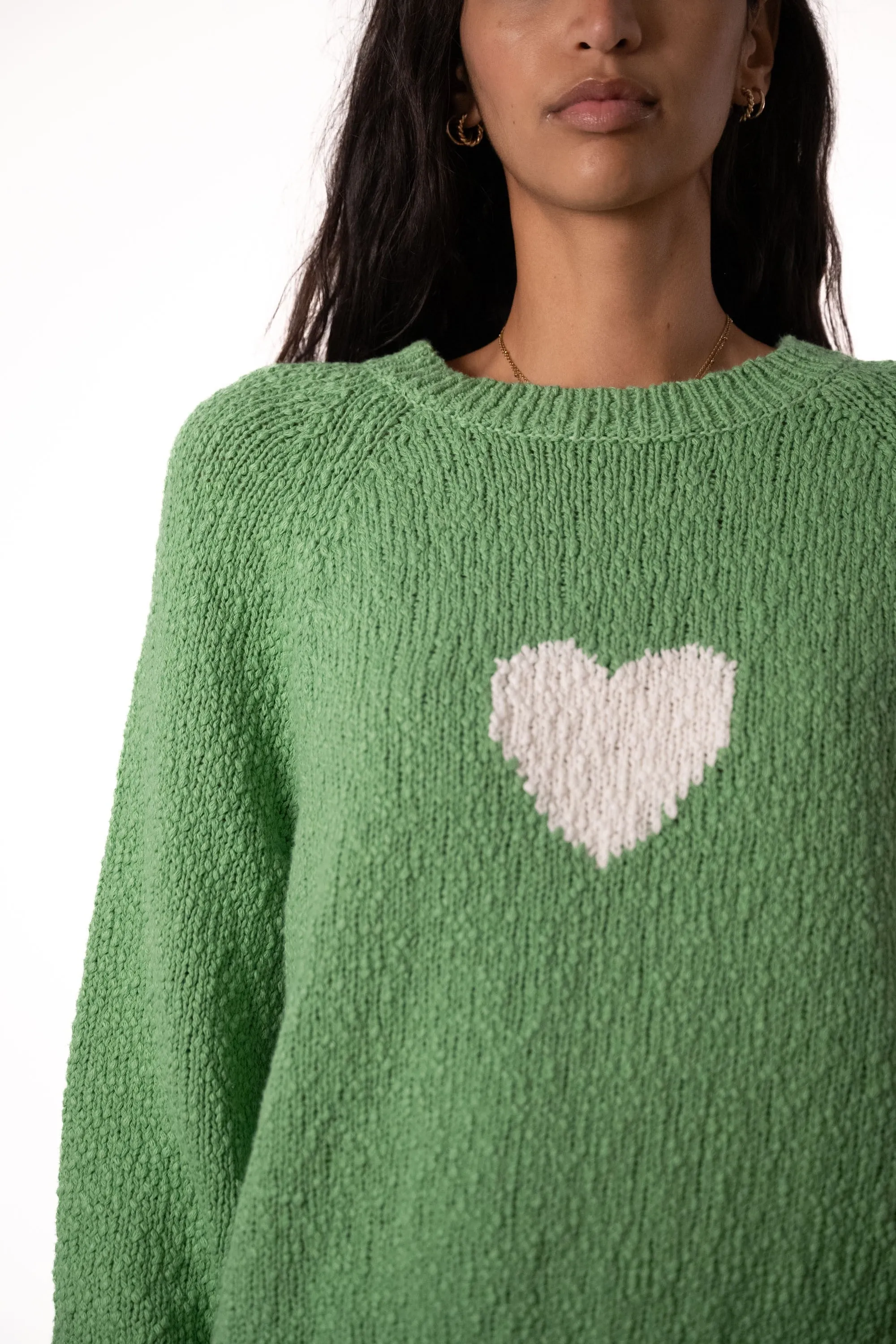 JEFF Green Jumper With A White Heart