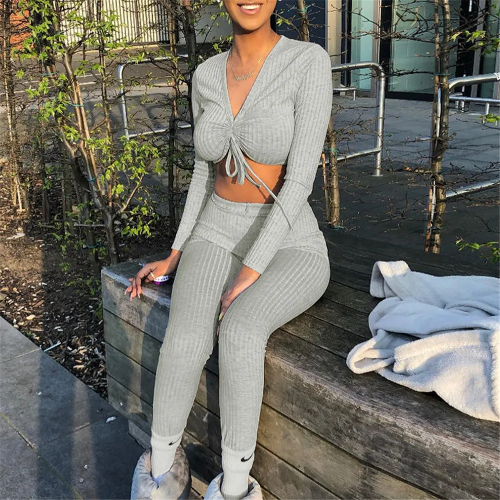 Knitted Lounge Wear Set Casual Streetwear