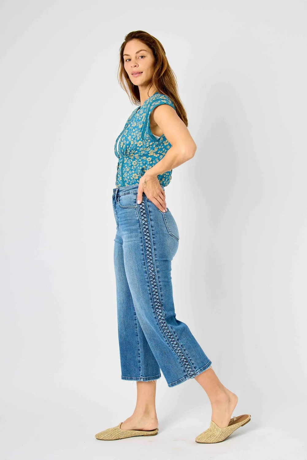 Laura High Rise Braid SS Detail Crop Wide