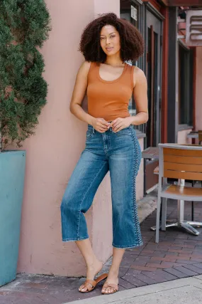 Laura High Rise Braid SS Detail Crop Wide