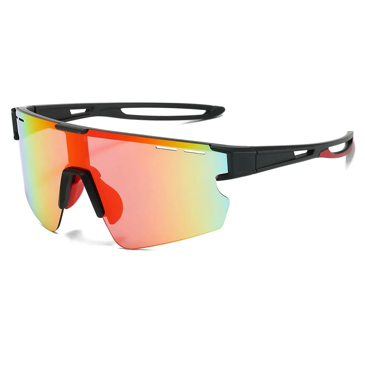 MCMACFIL Mirror Sports Goggle Men New Rimless Oversize Punk Design Sunglasses Trendy Anti-UV Wrapped Round Outdoor Cycling Shades