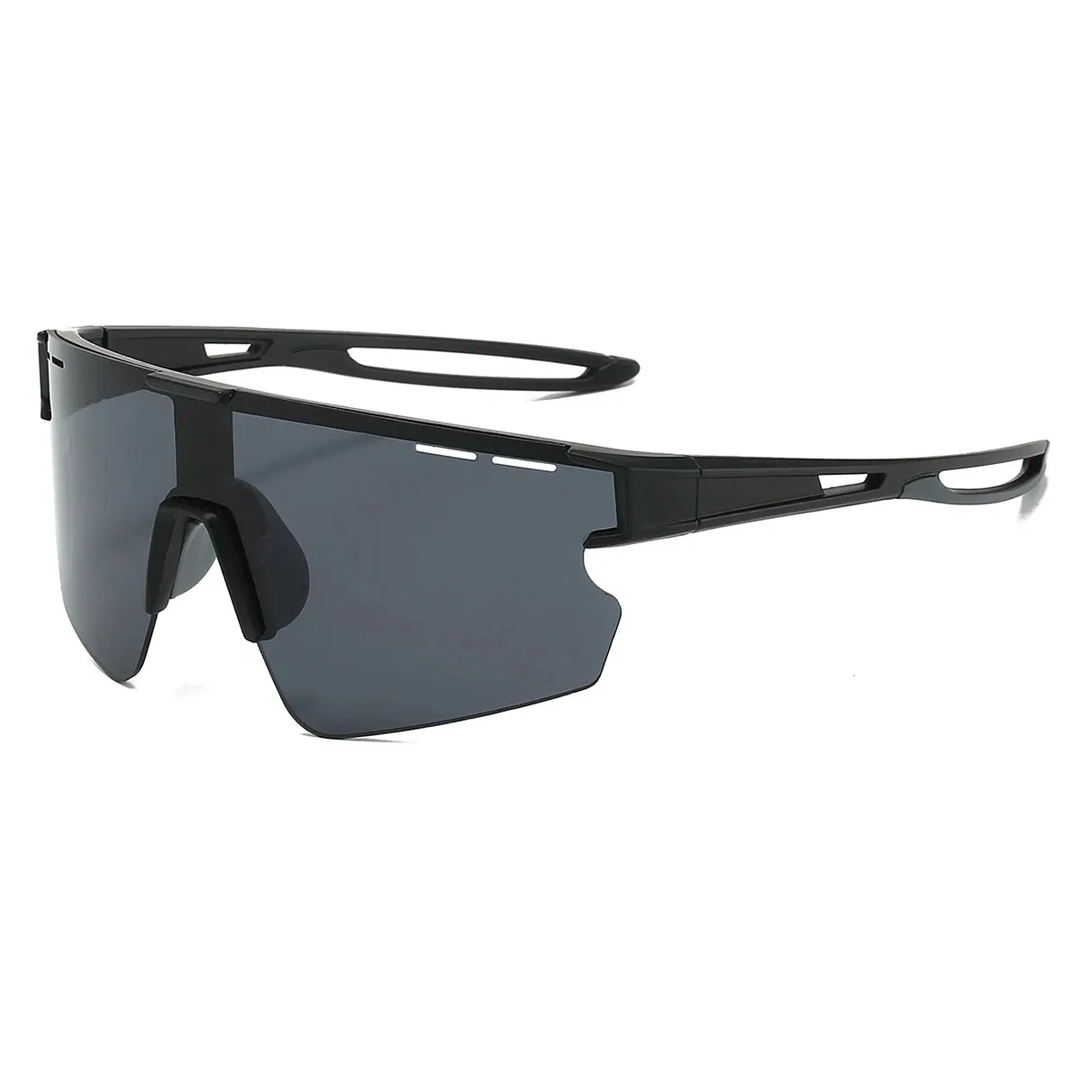 MCMACFIL Mirror Sports Goggle Men New Rimless Oversize Punk Design Sunglasses Trendy Anti-UV Wrapped Round Outdoor Cycling Shades