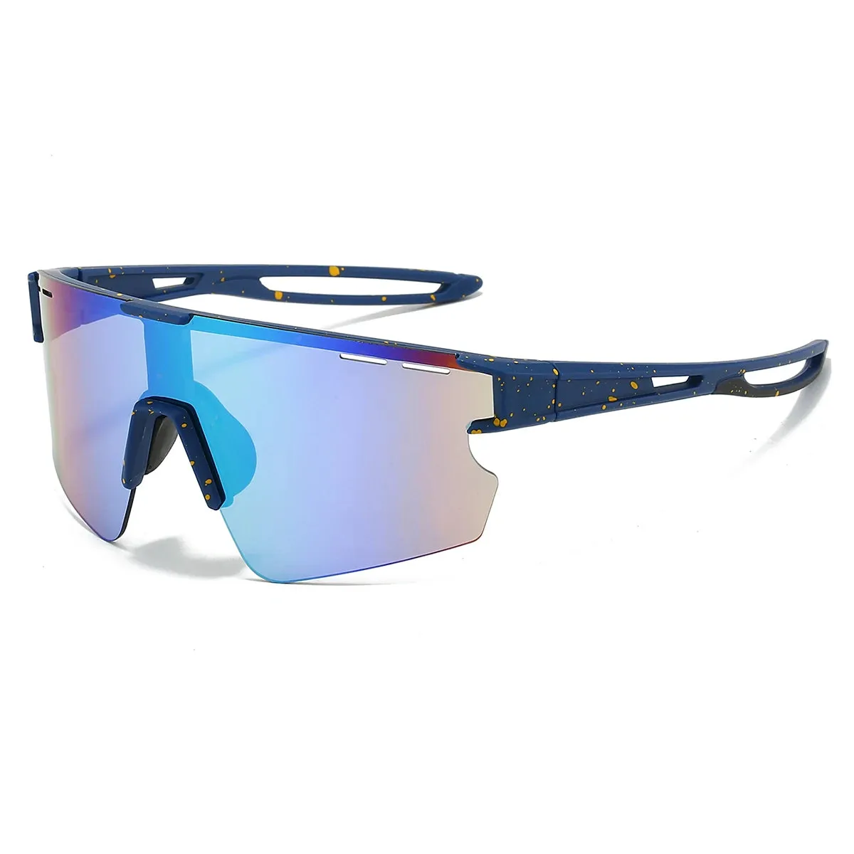 MCMACFIL Mirror Sports Goggle Men New Rimless Oversize Punk Design Sunglasses Trendy Anti-UV Wrapped Round Outdoor Cycling Shades