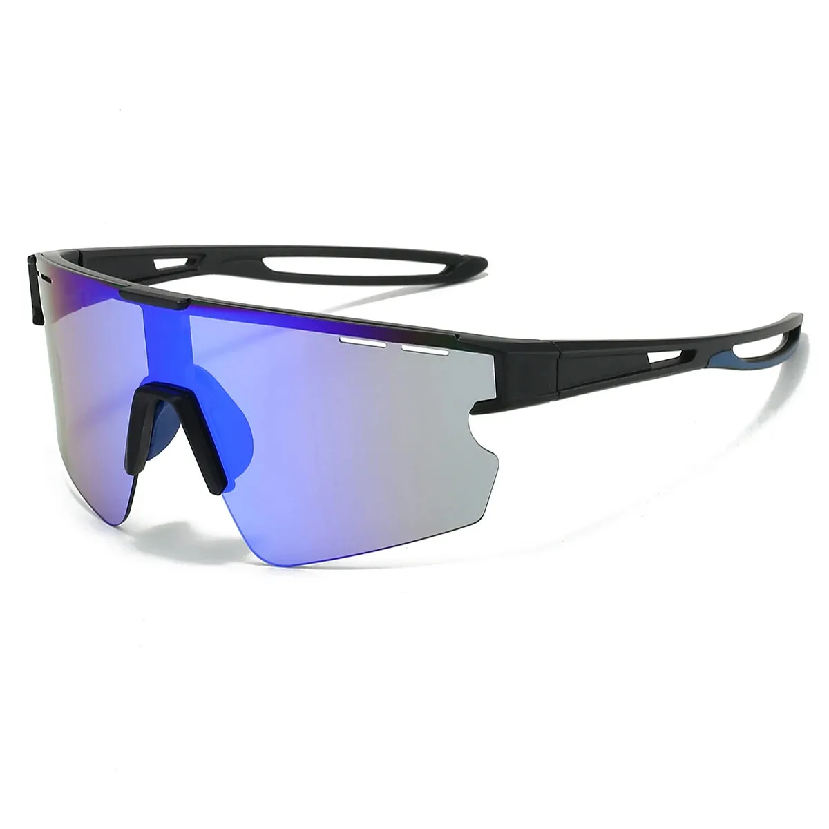 MCMACFIL Mirror Sports Goggle Men New Rimless Oversize Punk Design Sunglasses Trendy Anti-UV Wrapped Round Outdoor Cycling Shades