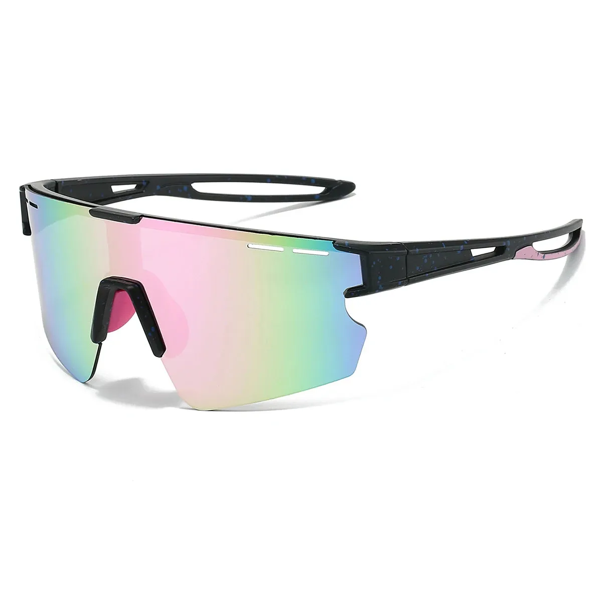 MCMACFIL Mirror Sports Goggle Men New Rimless Oversize Punk Design Sunglasses Trendy Anti-UV Wrapped Round Outdoor Cycling Shades