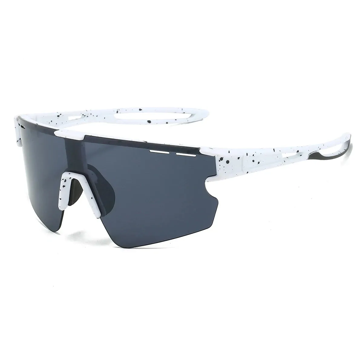 MCMACFIL Mirror Sports Goggle Men New Rimless Oversize Punk Design Sunglasses Trendy Anti-UV Wrapped Round Outdoor Cycling Shades