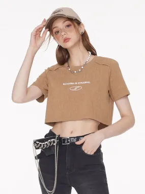 Mode Khaki T-Shirt Batik Round Neck Short