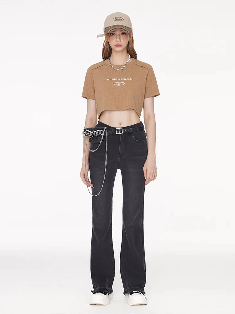Mode Khaki T-Shirt Batik Round Neck Short