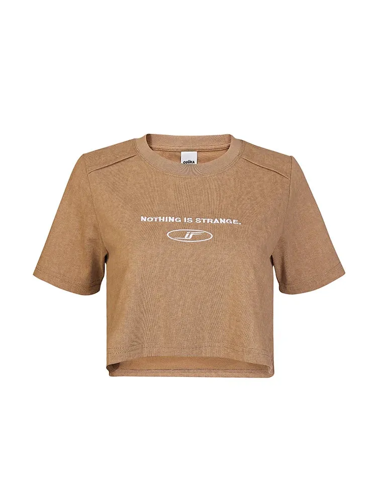 Mode Khaki T-Shirt Batik Round Neck Short