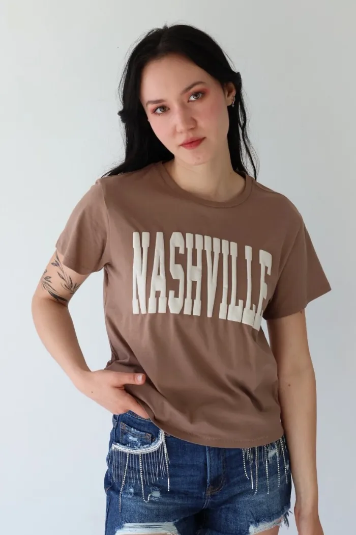 Nashville Puff Print Tee in Latte