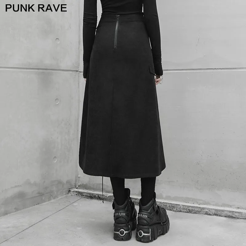 OPQ-883BQF punk front centre open fork two wearing medium skirts