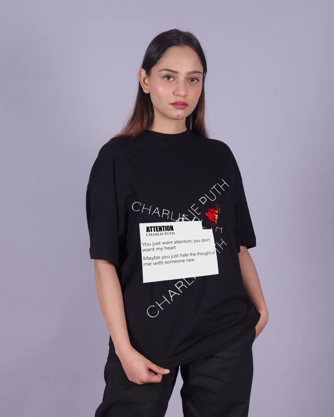 Pack of 2 Women's Oversized T-Shirts - Left & Right and Attention