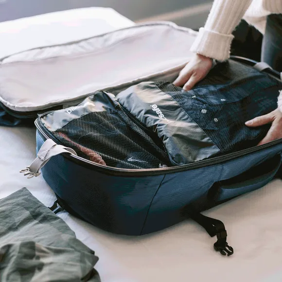 Pacsafe Venturesafe EXP45 anti-theft recycled ECONYL carry-on travel pack