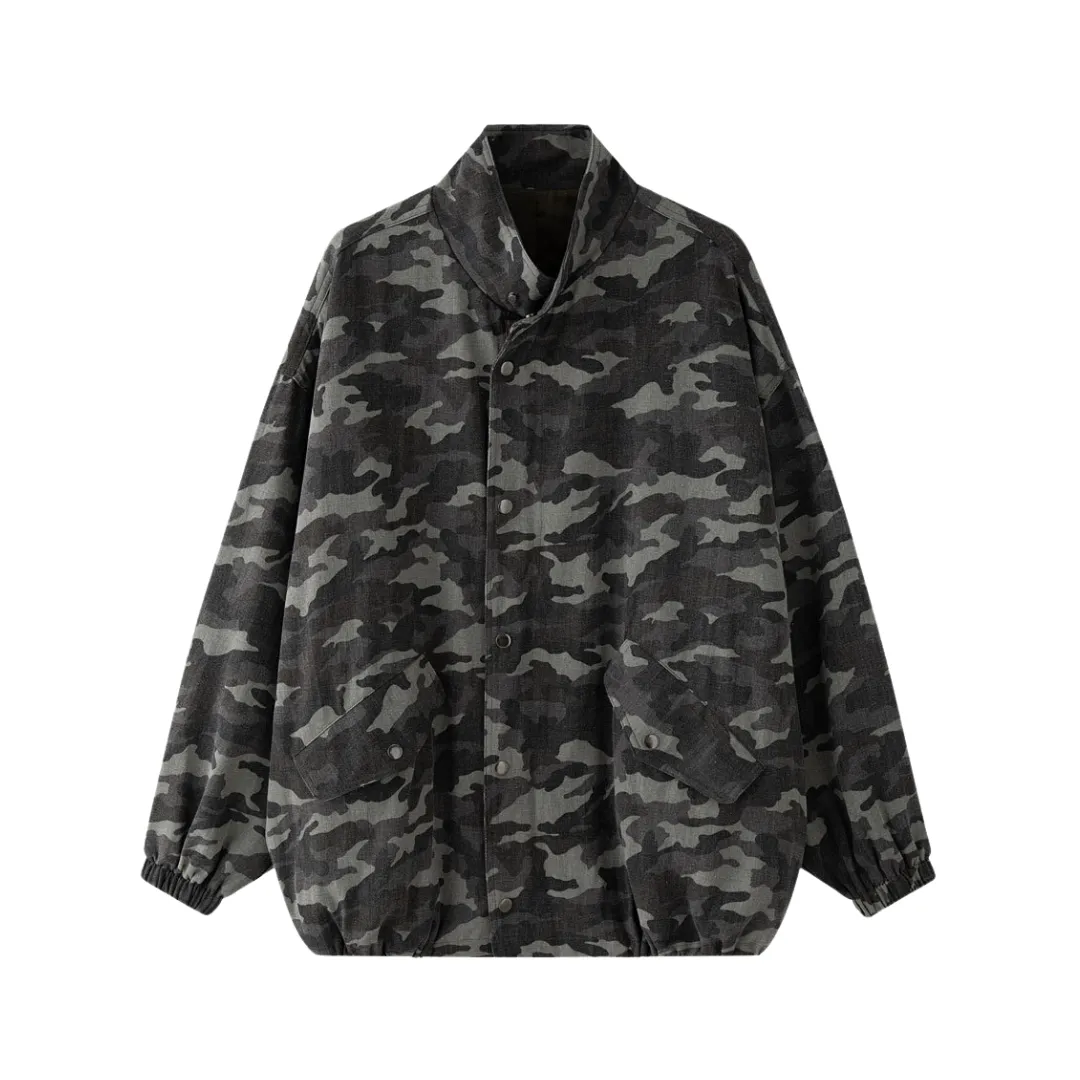 Pre Order:  Casual Zip Up Loose Camouflage Jacket